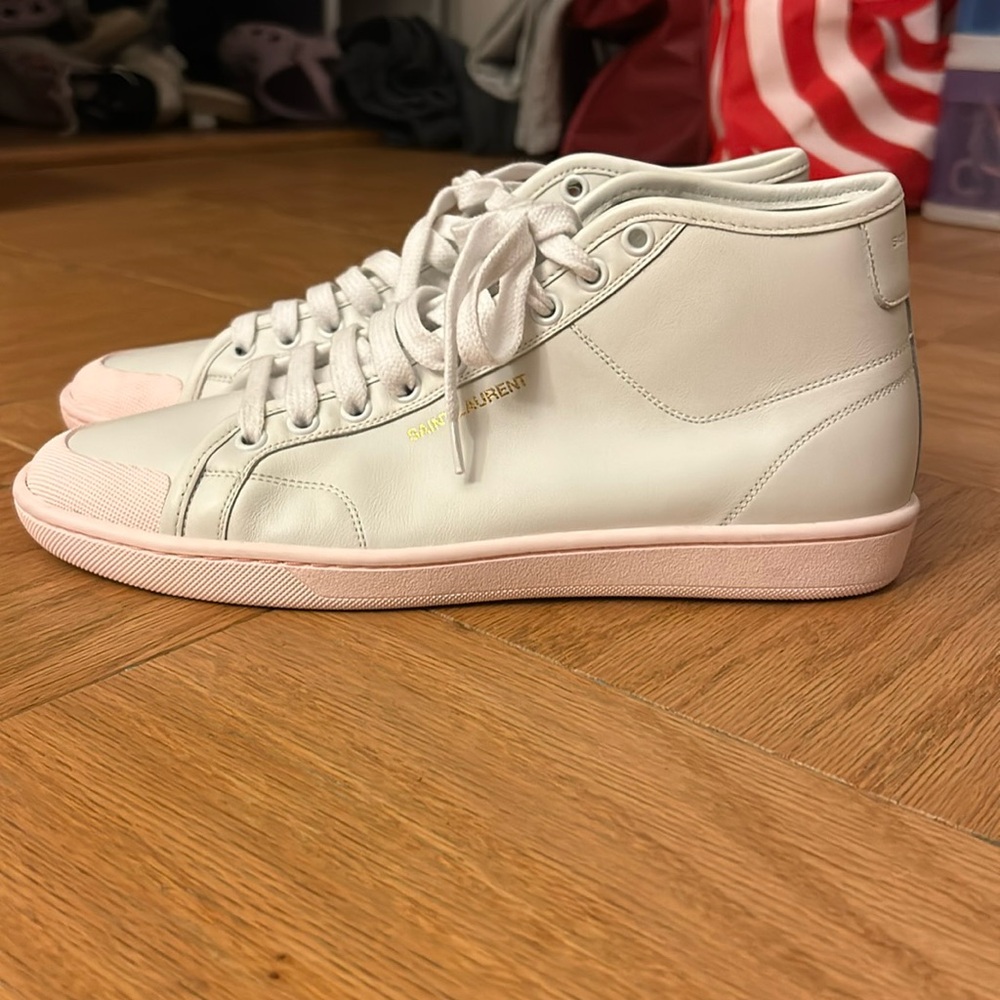 New white and pink Saint Laurent shoes